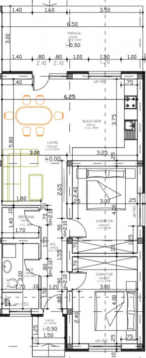 Asfalt, 3 Camere, Zid Despartitor Dublu
