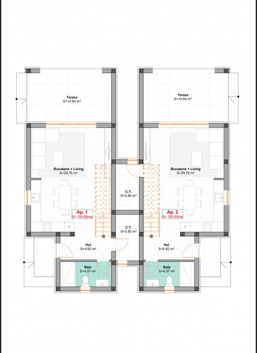 DIRECT DEZVOLTATOR, DESPARTIT PRIN C.T, 4 CAMERE