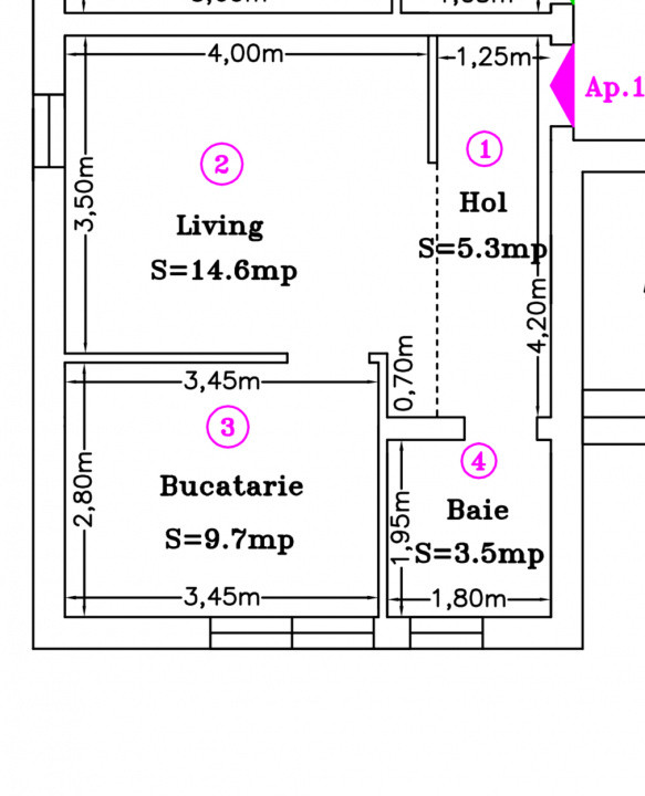 APARTAMENT CU 1 CAMERA SI CURTE INDIVIDUALA, GIROC