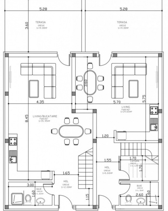 DEZVOLTATOR, DUPLEX GENEROS, 3 BAI SI 3 DORMITOARE