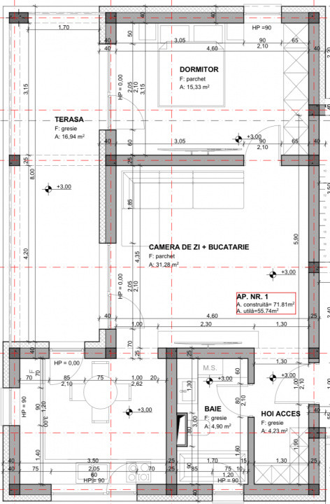 Proprietar, Etaj 1, Terasa 17 mp