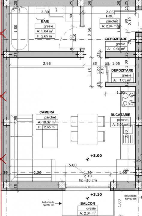 Ultimele Apartamente, Studio, Etaj 1