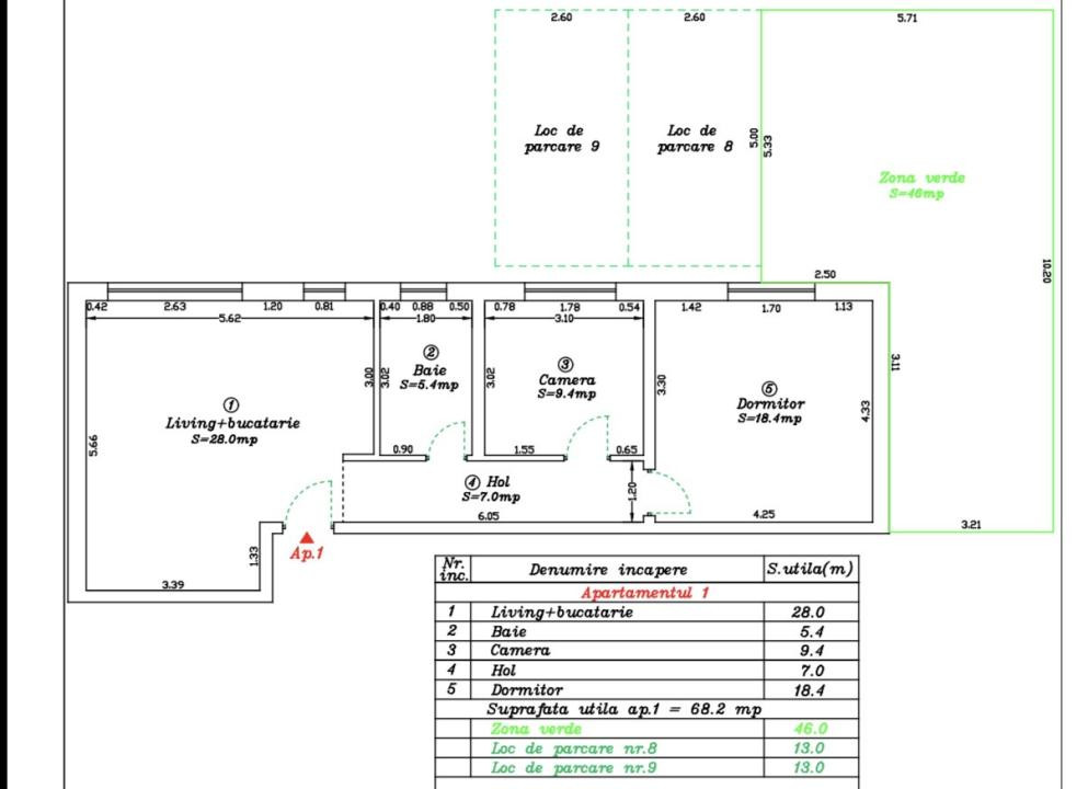ULTIMUL APARTAMENT, CURTE PROPRIE, 3 CAMERE