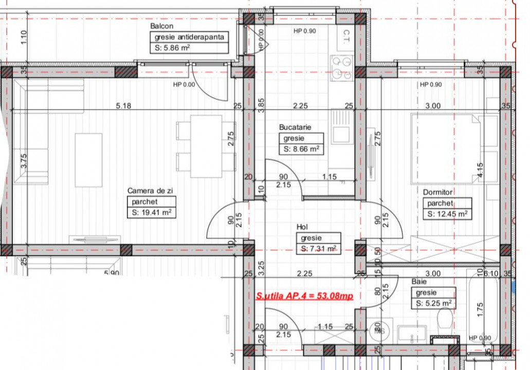 Apartamente cu 2 camere la 1100 euro/m2 stadiu proiect.